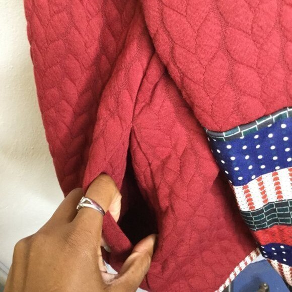 Jimmy Yoo Burgundy Stripe Hooded Swing Coat Size Medium Embroidered - Picture 7 of 11